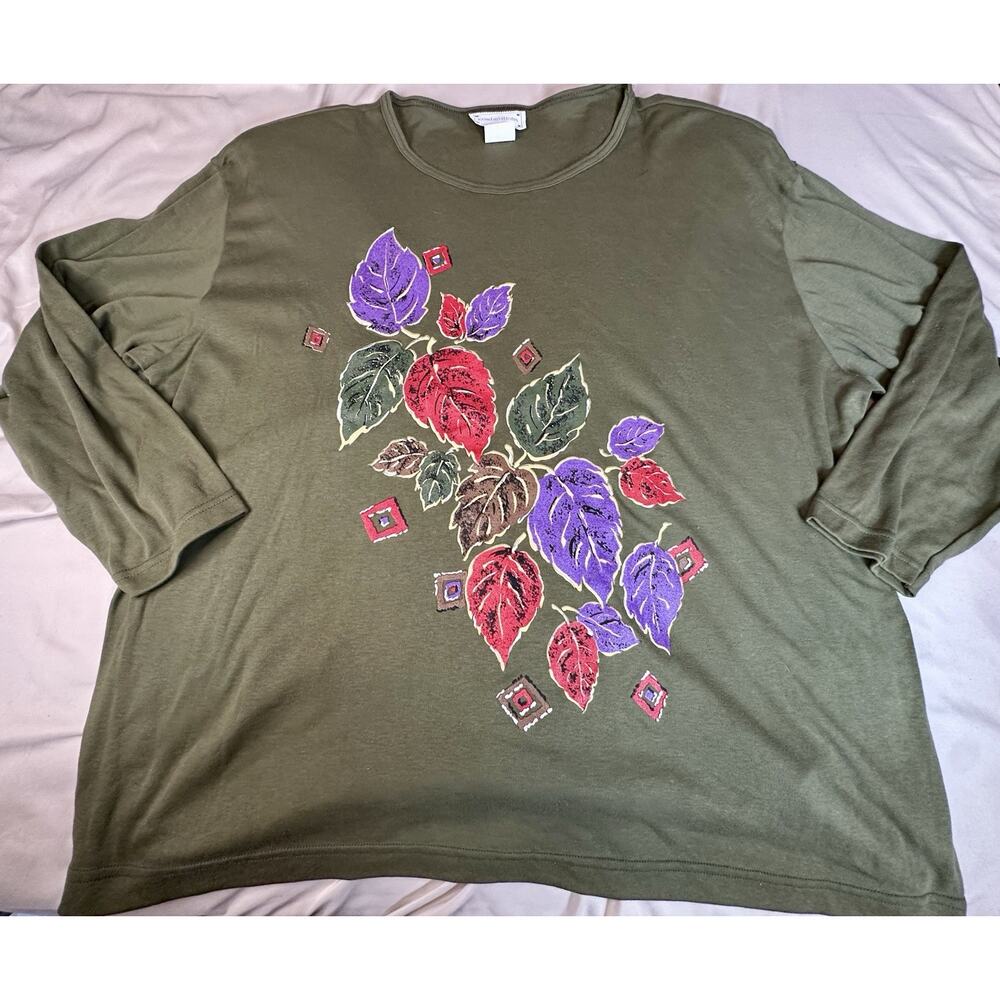 Vintage Combinations Plus Green Fall Leaf Graphic Size 26W